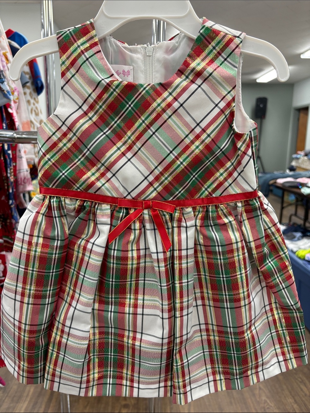 Bonnie Jean Red Green White Plaid Holiday Dress